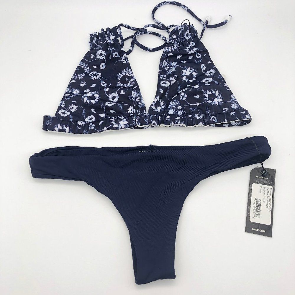 New Tavik Navy Blue Floral Bikini - Size XS